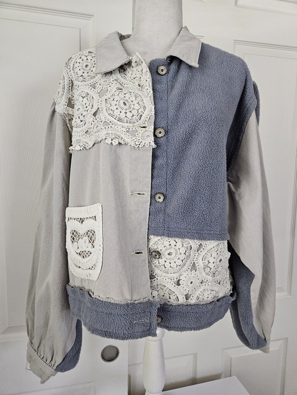 POL NWT Denim Fleece Patchwork Jacket